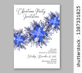 navy blue poinsettia merry... | Shutterstock .eps vector #1387331825