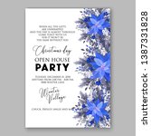 navy blue poinsettia merry... | Shutterstock .eps vector #1387331828