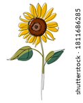 Sunflower Line Art. Minimalist...