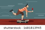 a boy running to his beloved... | Shutterstock .eps vector #1681813945