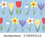 spring flowers seamless pattern ... | Shutterstock .eps vector #1735555112