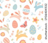 seamless pattern of cute easter ... | Shutterstock .eps vector #1936404532