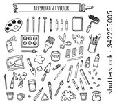 art tools sketch hand drawn set ... | Shutterstock .eps vector #342255005