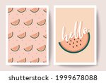 cute watermelon slices greeting ... | Shutterstock .eps vector #1999678088