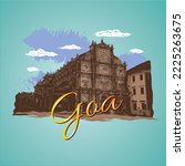 Goa design template with the illustration of famous church Basilica of Bom Jesus.