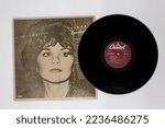 Small photo of Miami, FL, USA: December 2022: Rock, country rock and folk rock artist, Linda Ronstadt music album on vinyl record LP disc. Titled: A Retrospective, a Compilation of songs