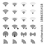 wireless and wave icons set.... | Shutterstock .eps vector #1886331418