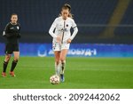 Small photo of KHARKIV, UKRAINE - DECEMBER 8, 2021: Jordyn Huitema. The football match of UEFA Women's Champions League Zhilstroi-1 vs. PSG.