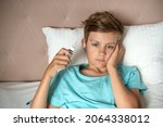 Small photo of Children with a hand on ear has earache. Teen boy suffering from otitis, Earache, Otitis media, acute ear pain, inflammatory disease of the middle ear