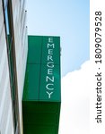 Small photo of Perth, Australia - September 5th 2020: Emergency department sign at Fiona Stanley Hospital at Murdoch
