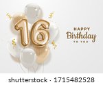happy 16th birthday gold foil... | Shutterstock . vector #1715482528