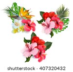 a set of bouquets of tropical... | Shutterstock .eps vector #407320432