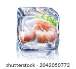 Shrimps Frozen In Ice Cube...