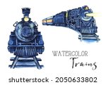 Watercolor Polar Train Clipart. ...