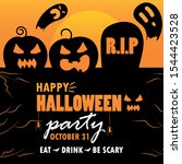 happy halloween party... | Shutterstock .eps vector #1544423528