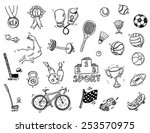 hand drawn sport doodle set | Shutterstock .eps vector #253570975