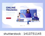 students e learning by webinar... | Shutterstock .eps vector #1413751145