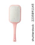 Pink hairbrush isolated on...