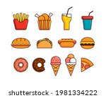 a set of fast food icons. flat...