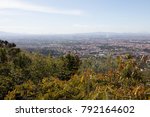 Landscape from Caserta Vecchia. Italy, with view of Capri and Pontine islands