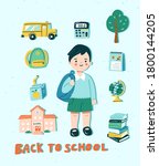 back to school concept in cute... | Shutterstock .eps vector #1800144205