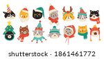set of christmas cats wearing... | Shutterstock .eps vector #1861461772