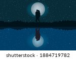 silhouette of loving couple.... | Shutterstock .eps vector #1884719782