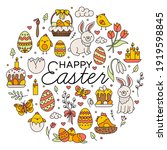 Happy Easter Set Of Icons In...