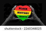 Small photo of African-american history. Human hands holding colorful heart with red yellow green colors over black background. Black History Month. Banner, poster. Human rights, freedom, history, american culture