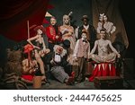 Diverse cast of vintage circus...