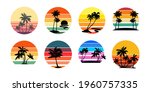 Set Of Retro Sunsets In The...