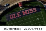 Small photo of Oxford, Mississippi - January 27, 2022: University of Mississippi (Ole Miss) Rebels football end zone