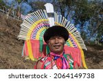 Small photo of Portrait of a Naga tribesman dressed in traditional attire at Kohima Nagaland India on 4 December 2016