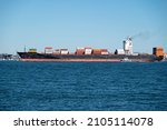 Small photo of 11, 2022: Constantinos P II, a 261-meter container ship owned by Baltic Shipping and flagged to the Marshall Island, sails into Charleston Harbor.