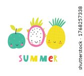 happy kawaii fruits summer... | Shutterstock .eps vector #1768257338