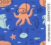 cute cartoon octopus fish ... | Shutterstock .eps vector #2009447375