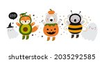 cute halloween print for kids.... | Shutterstock .eps vector #2035292585