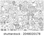 happy farm big coloring page.... | Shutterstock .eps vector #2048020178