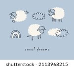 Cute cartoon sheep - vector print. 