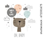 baby shower card design. boy or ... | Shutterstock .eps vector #672331675