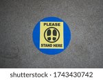 Small photo of MUMBAI/INDIA -MAY 28, 2020: Sticker on floor showing the measures for the social distancing as a preventive measure against the COVID-19 corona virus. MMRDA is preparing to resume its services