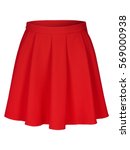 Small photo of Red flounce skirt on invisible mannequin isolated on white