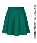 Small photo of Sea color green-blue flounce skirt on invisible mannequin isolated on white