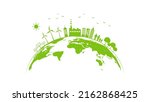 ecology concept with green city ... | Shutterstock .eps vector #2162868425