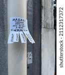 Small photo of Paris, France - January 20, 2022 : Massage scrip with contacts