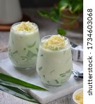 Small photo of buko pandan is a drink made from philippines made from jelly, young coconut, evaporated milk, sweetened condensed milk, ice cubes.