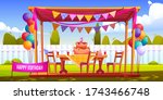 kids birthday party decoration... | Shutterstock .eps vector #1743466748