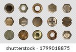 old screw and nail heads  steel ... | Shutterstock .eps vector #1799018875