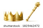 Gold Royal Crown And Scepter...