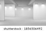 art gallery empty interior  3d... | Shutterstock .eps vector #1856506492